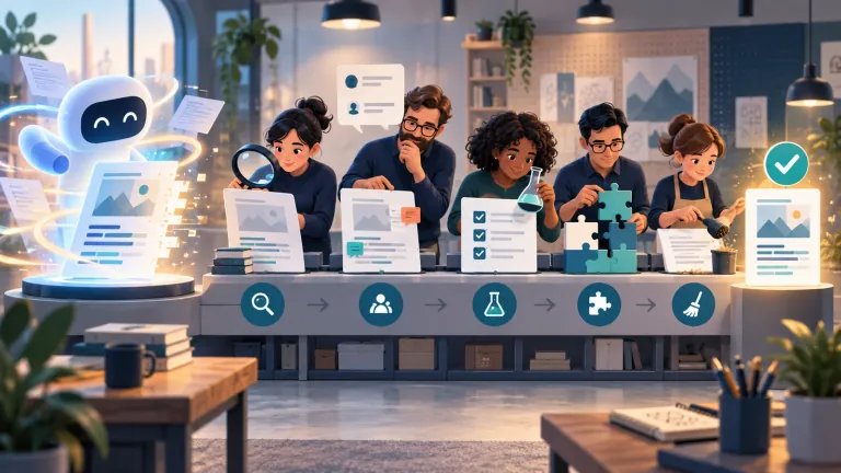 AI creates a quick first draft while a human team carries it through evidence, review, testing, integration and cleanup