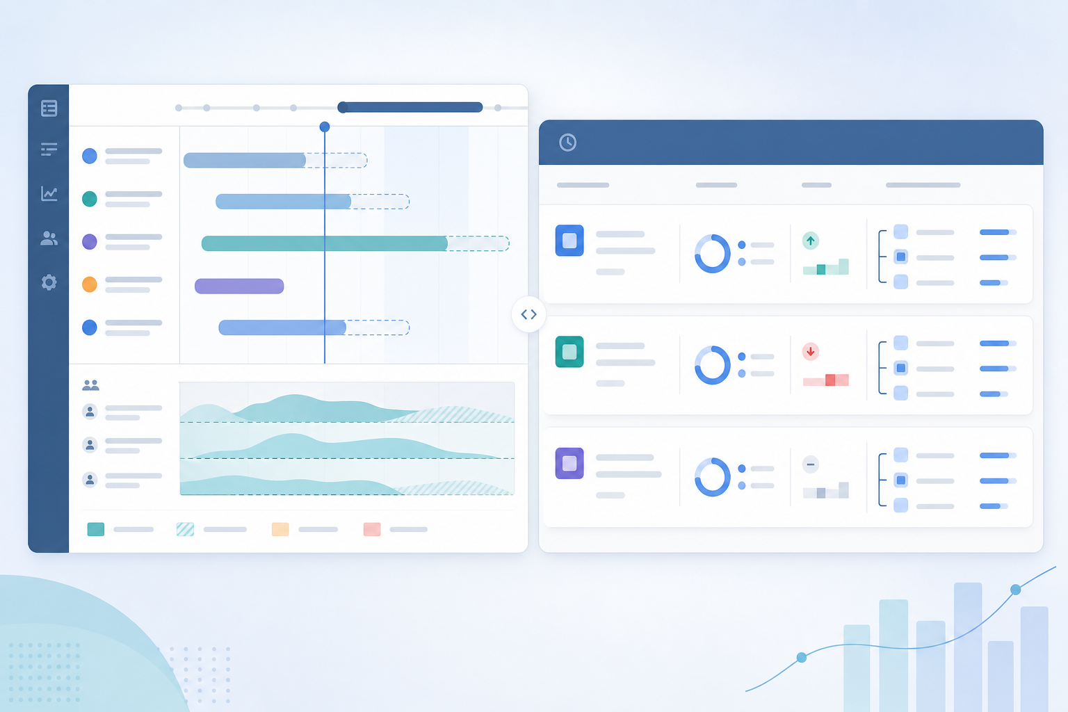 Project manager comparing Jira Plans planning forecast rollups with an operational time spent report showing logged hours and child issue breakdown