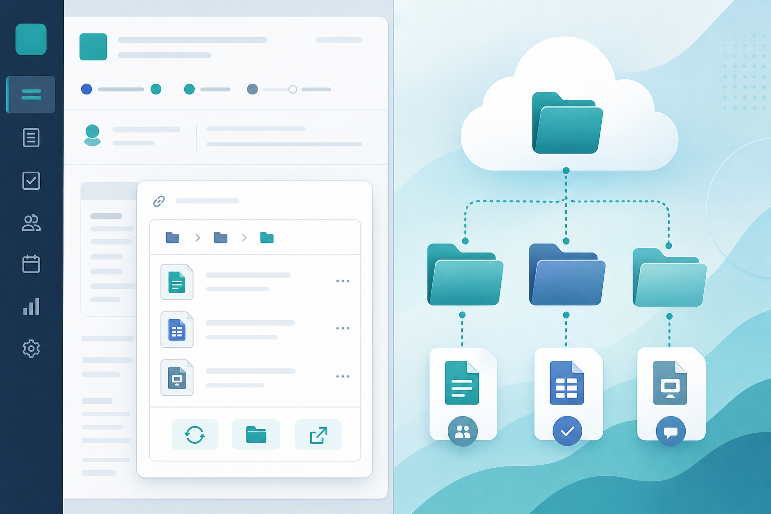 Jira issue sidebar showing the Nextcloud files panel with linked folder path, file list, refresh and change folder controls, and Open in Nextcloud action