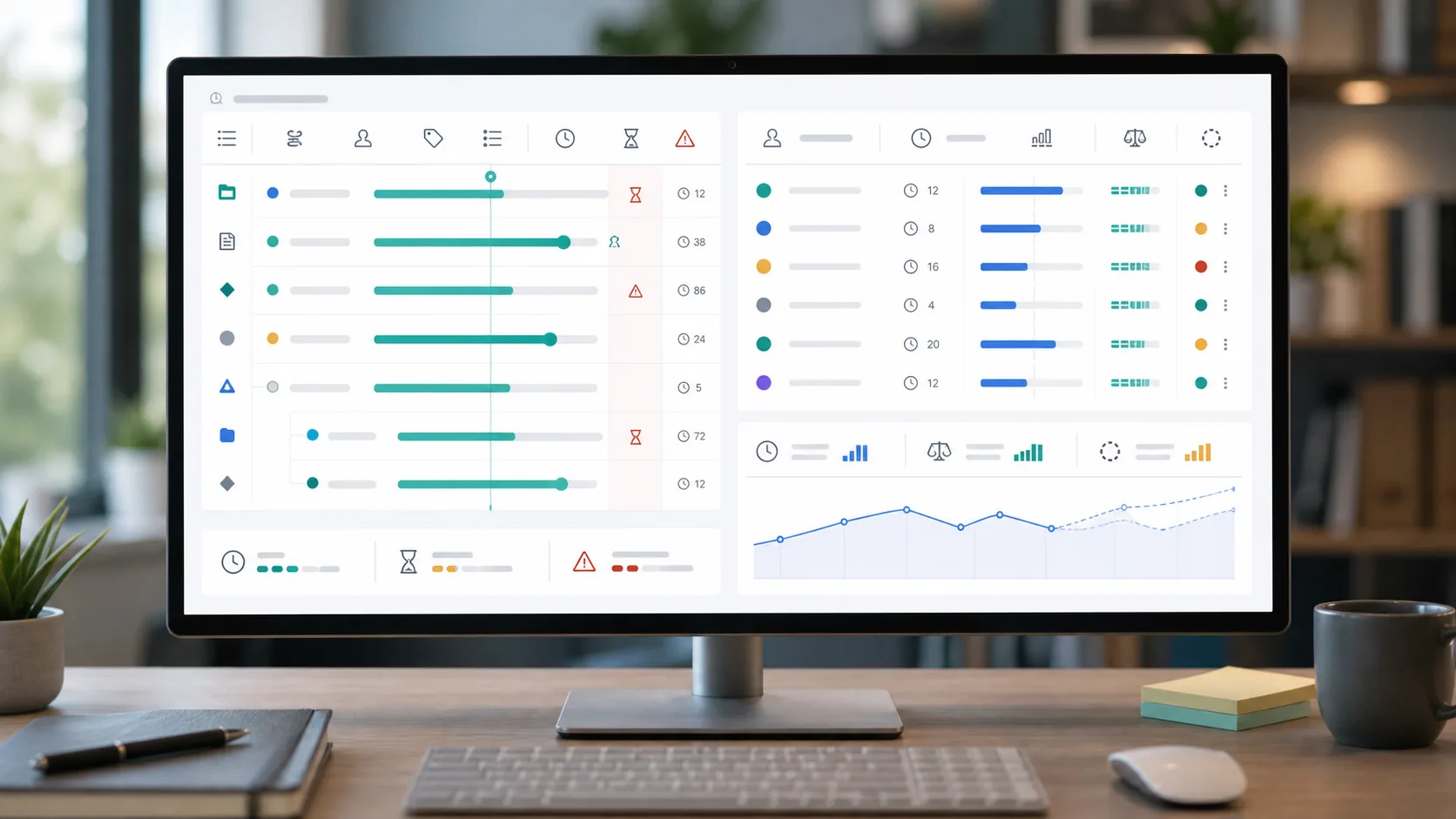 Jira project reporting dashboard comparing workflow wait time with logged effort and budget variance